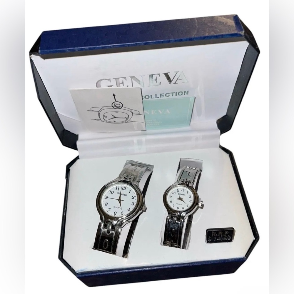 Geneva Silver Tone Watch Pair